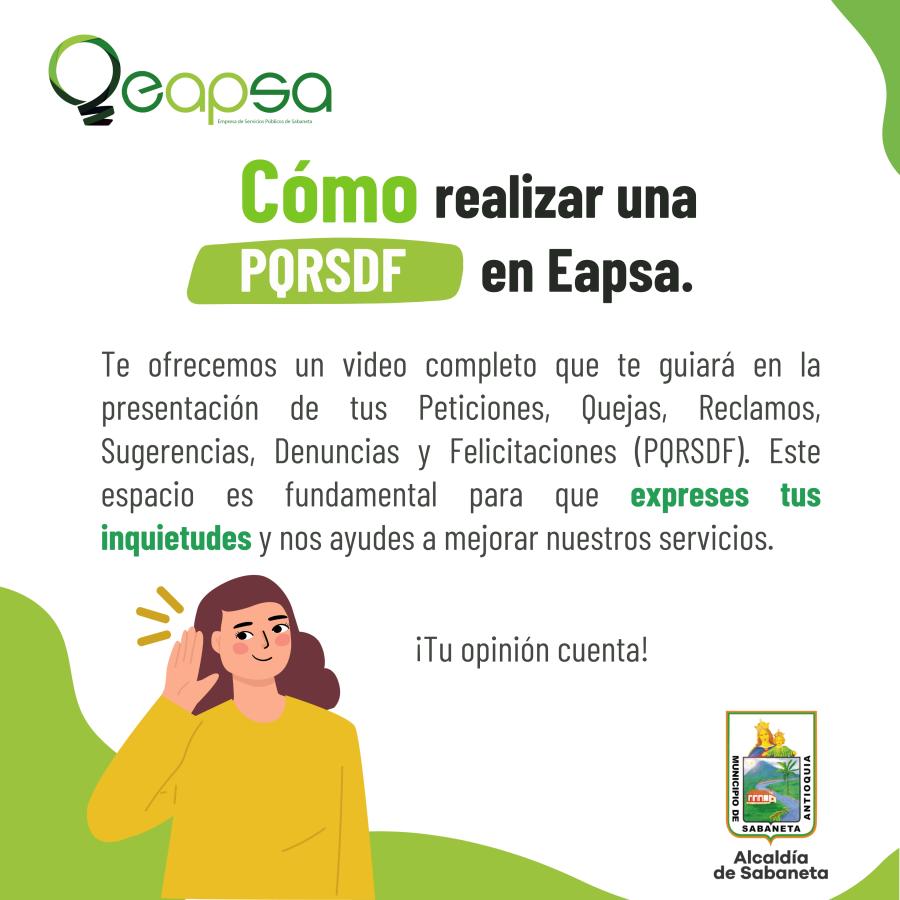 Canales para realizar una PQRSDF en Eapsa.