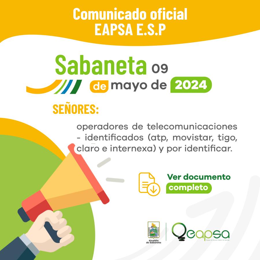 Comunicado oficial - Sabaneta, 09 de mayo de 2024