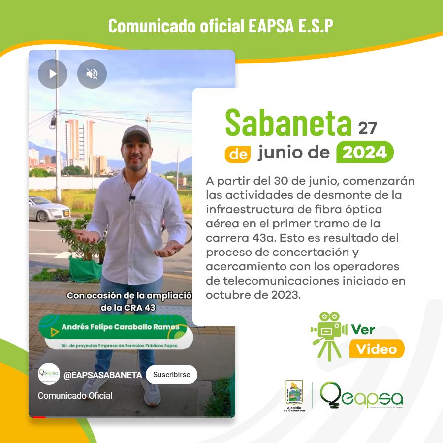 Comunicado oficial - Sabaneta, 27 de junio de 2024