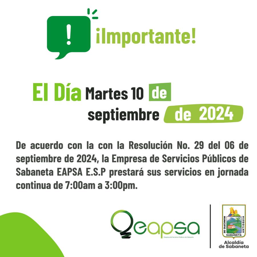 El Da Martes 10 de septiembre de 2024