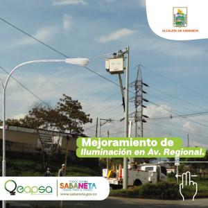 Adelantamos tareas de modernización de alumbrado en Av. Regional Sabaneta