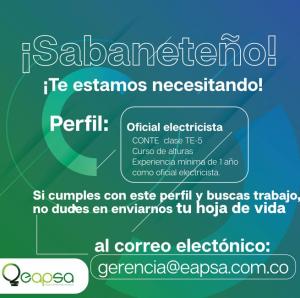Estamos buscando tu talento. Vacante: oficial electricista (Liniero)