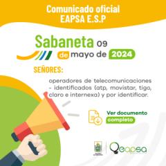 Comunicado oficial - Sabaneta, 09 de mayo de 2024